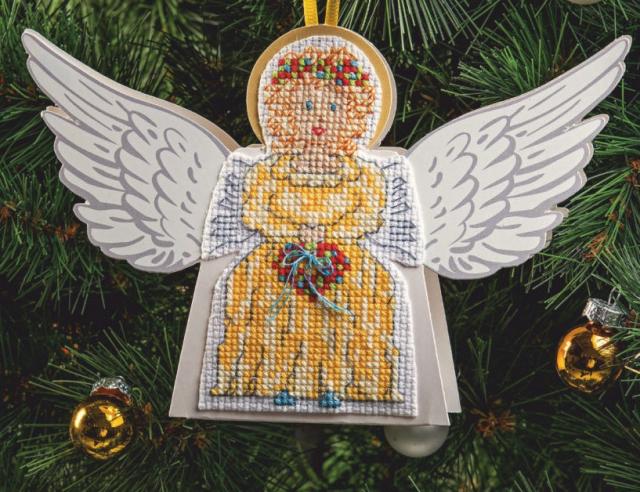 Схема вышивания крестом - Ёлочное украшение "Ангел"