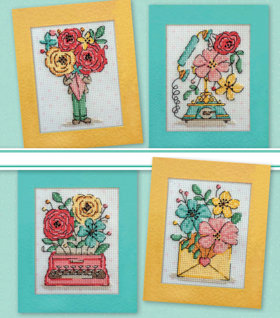 Схема вышивания крестом - Серия цветочных открыток