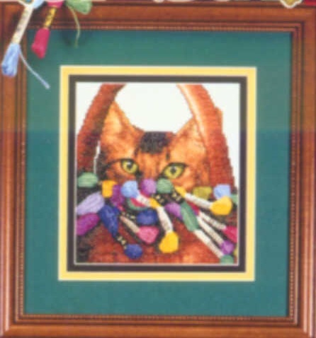 Схема вышивания крестом - Кошка и мулине