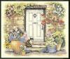 Схема вышивания крестом - Котёнок и садовая дверь
