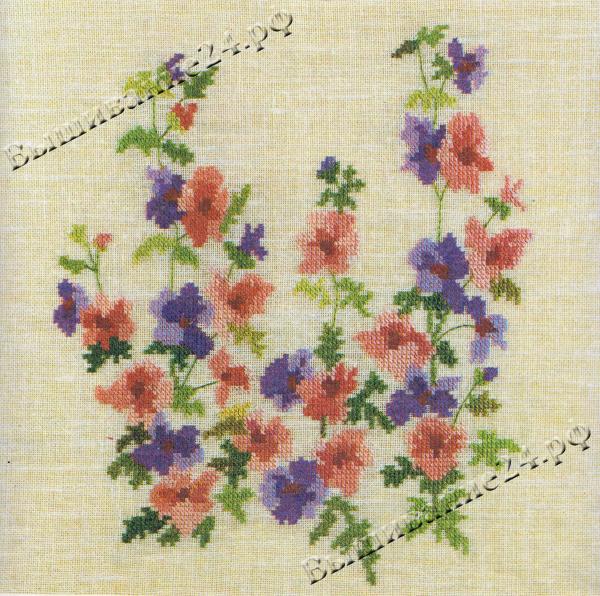 Схема вышивания крестом - Шизантус, цветы