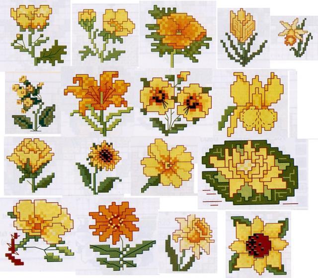Схема вышивания крестом - Маленькие желтые цветы